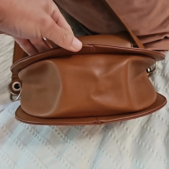 Badgley Mischka Top Handle Saddle Bag in brown cognac. - Picture 6 of 10
